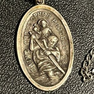 SOLD Saint Christopher vintage sterling silver 925 necklace